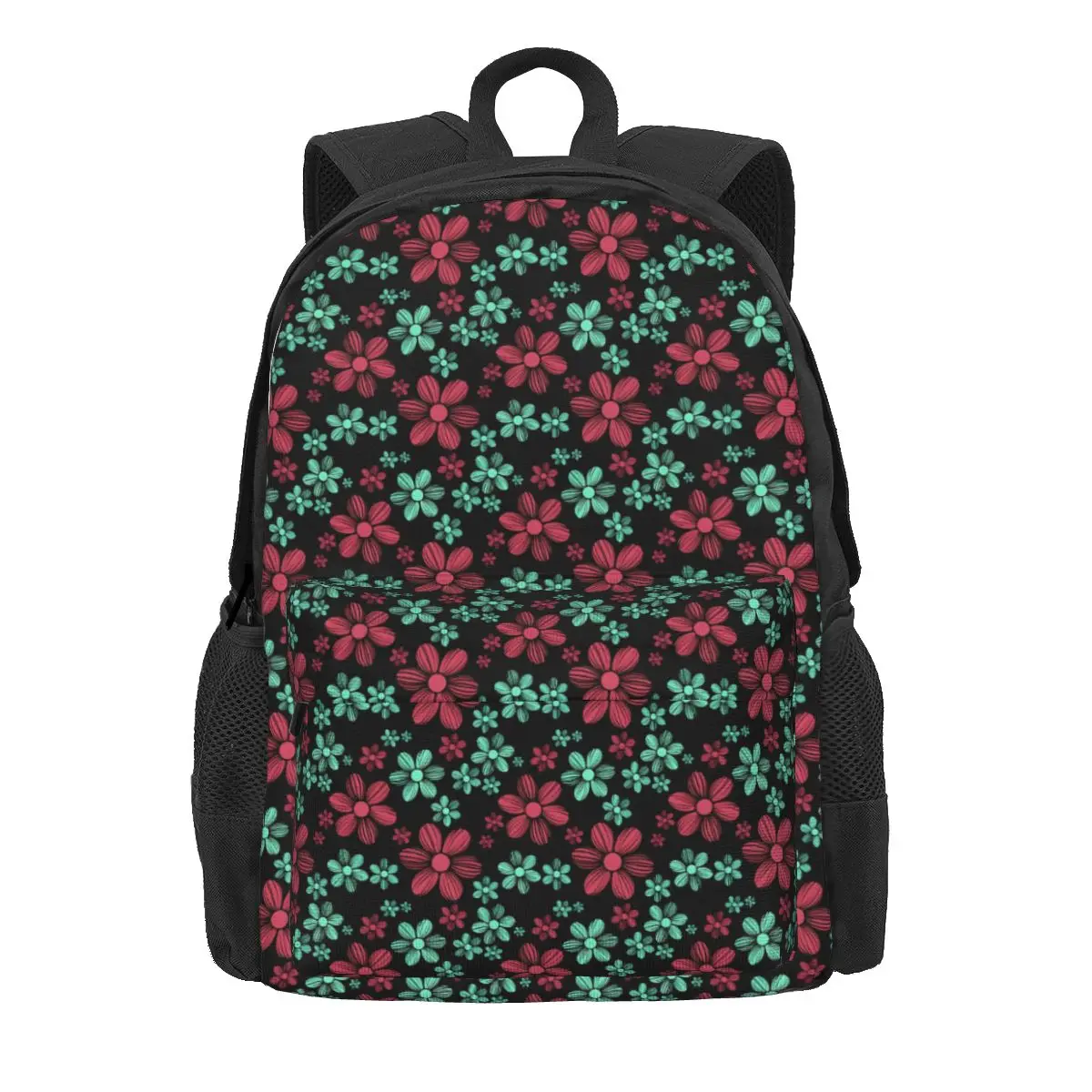 

Red And Blue Daisy Backpack Floral Print Funny Backpacks Unisex College Soft High School Bags Design Rucksack