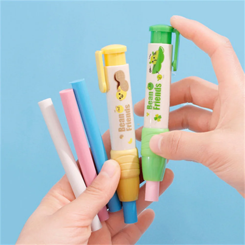 

1pc Kawaii Cartoon Press Eraser and Replacement Core Pencil Character Correction Tool Cute Korean Stationery Office Supplies