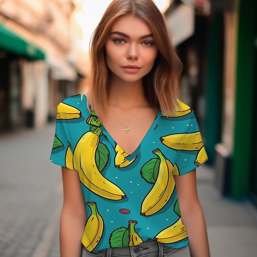 

Women's Banana 3D Printing T-shirt Harajuku Large Size T-shirt Loose Soft Summer High Quality T-shirt Office Casual T-shirt