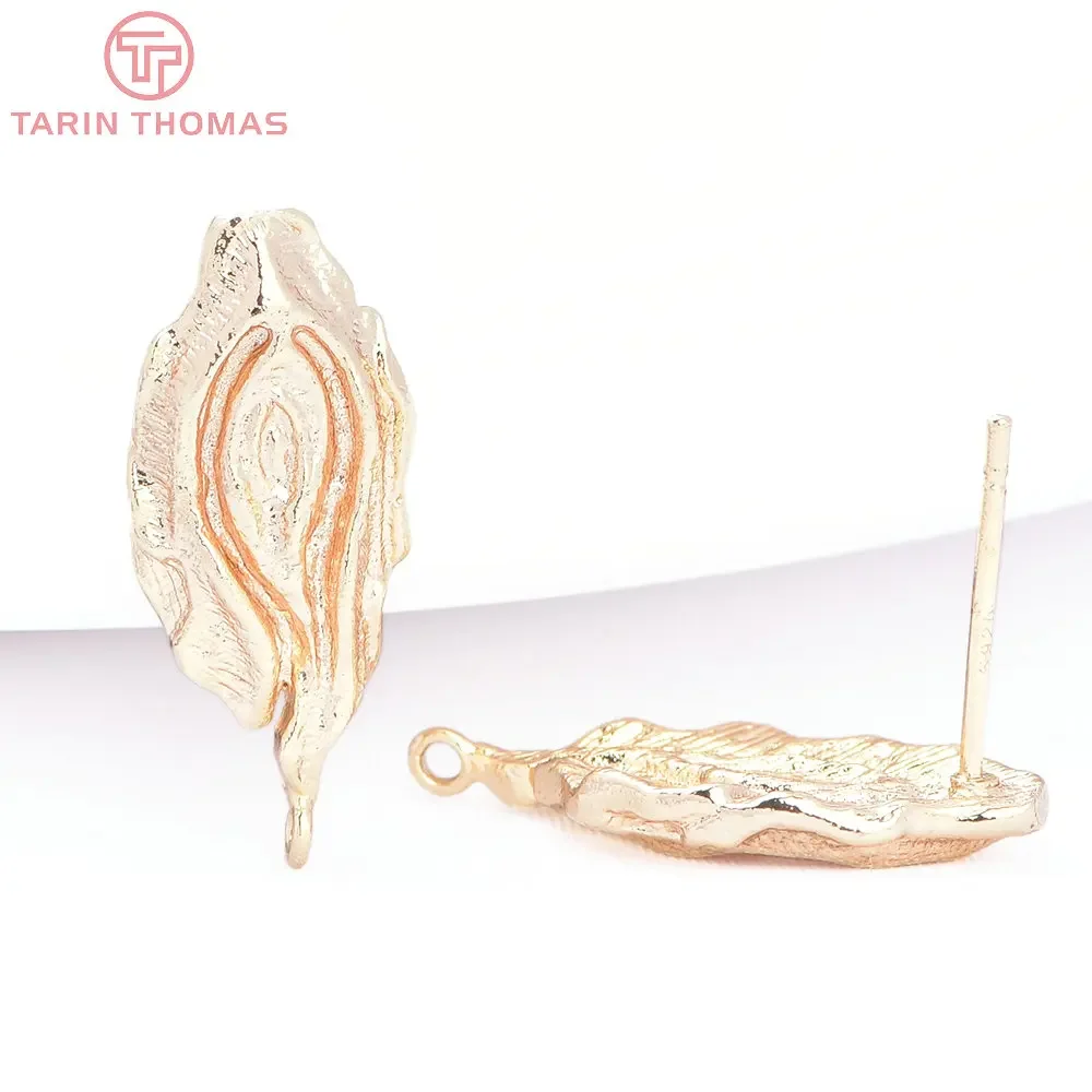 (8190) 6 шт. 9x21 мм 24-каратное золото цвет латунь нерегулярные ретро серьги-гвоздики