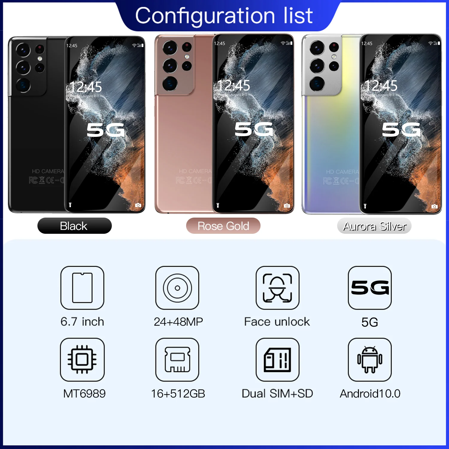 global version galay s22 ultra andriod smartphone 6 7 inch 16g 512gb celular 5g dual sim phone 6800mah unlocked mobile phones free global shipping