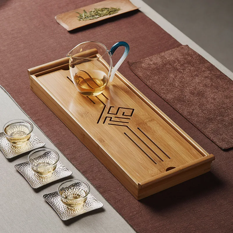 Фото Gong Fu Valet, небольшой поднос для чая, роскошный китайский поднос для чая, водопоглощающий Vassoi Da Portata, бамбуковые кухонные аксессуары YY50TT №1