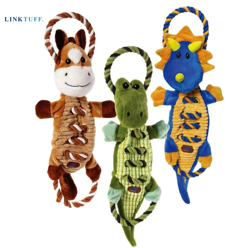 Linktuff Pet Dog Squeaky Training Toys - Dinosaur/Horse/Crocodile