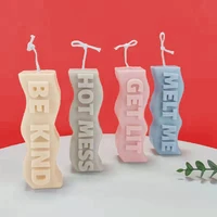 squiggle unique waving shape alphabet kawaii soy wax candle silicone mould rectangle wave letter candle molds