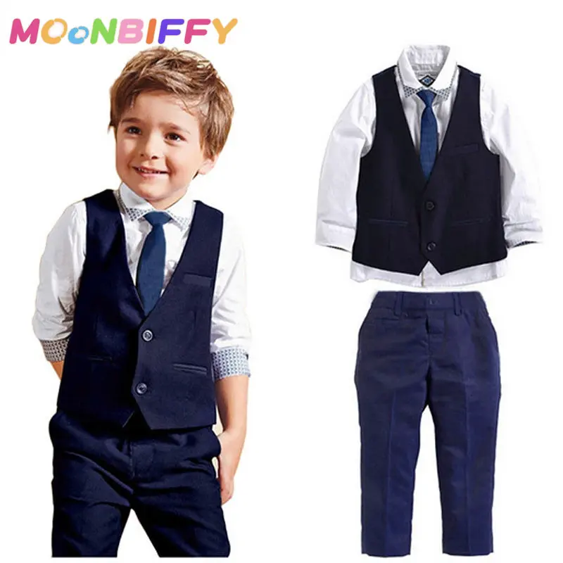 

Комплект осенней детской одежды для отдыха из 3 предметов, одежда для маленьких мальчиков, жилет, джентльменский костюм для свадьбы, деловые...