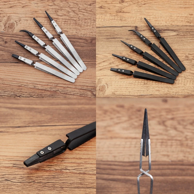 

Ceramic Tweezers Set Reverse Precision Tweezers Temp Resistance 5 Pieces/set