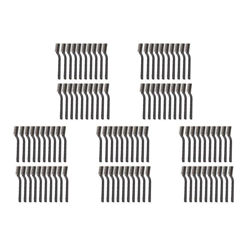 

Набор щеток из нержавеющей стали с щетиной и мини-ручкой для чистки сварочных шлаков, пятен и ржавчины (серебристый), 100 шт.