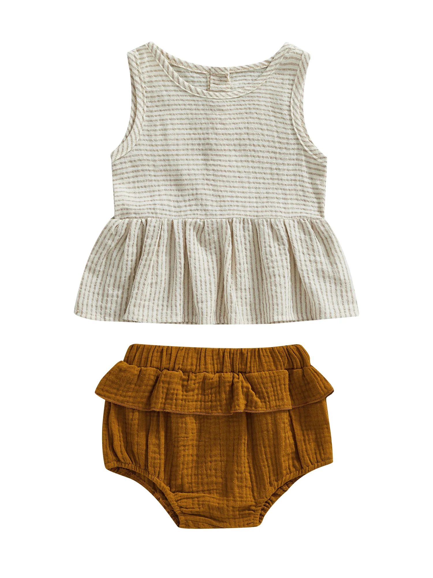 

Летняя одежда для новорожденных девочек, Полосатая майка без рукавов, однотонная фотомайка, 2 шт.