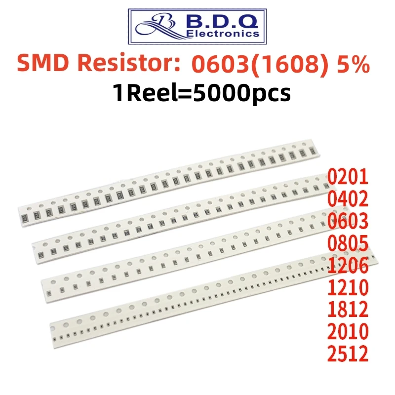 5000pcs 0603 SMD 1/8W 0 ohm ~ 10M ohm chip resistor 0 10R 100R 220R 330R 470R 1K 4.7K 10K 47K 100K 0 10 100 330 470 ohm 5%