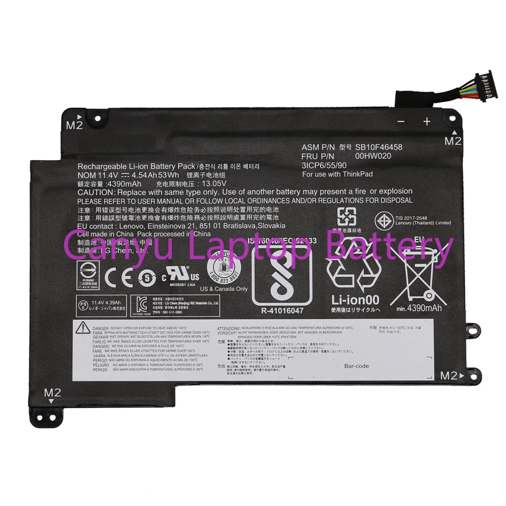 

11.4V 53WH New Laptop Battery 00HW020 00HW021 For LENOVO For ThinkPad P40 Yoga 460 SB10F46458 4390mAh