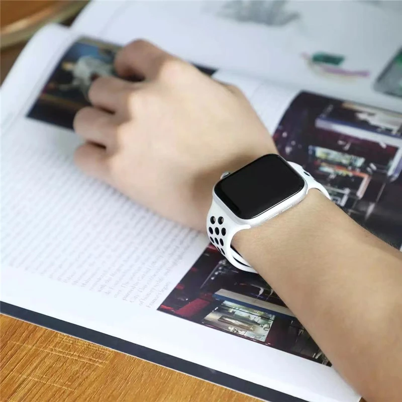 Silicone Strap For apple Watch band 49mm 45mm 41mm 44mm 40mm 38mm 42mm Breathable Accessories bracelet iWatch Ultra 8 7 SE 6 5 3