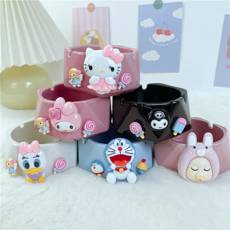 

Kawaii Sanrios Ashtray Hellokittys Mymelody Cartoon Cute Ornament Ceramic Creative Anime Living Room Bedroom Tank Girl Gift