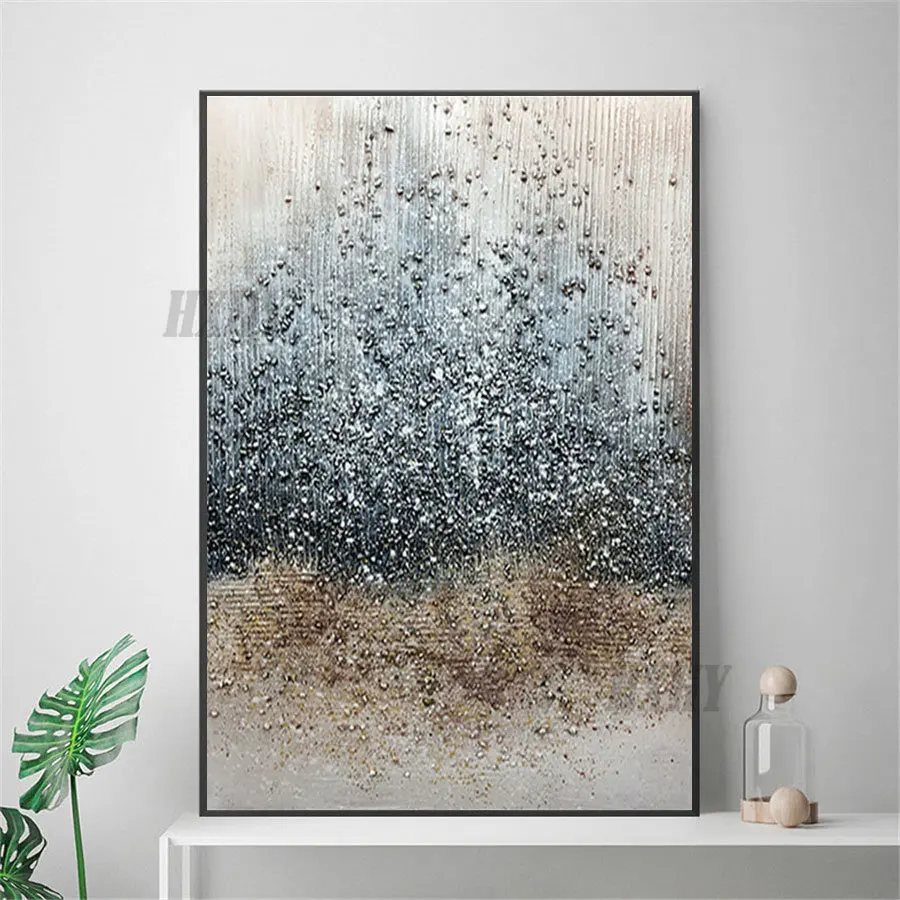 

Ручная роспись Абстрактная масляная живопись на холсте дождевая стена искусство плотная зернистая текстурированная Современная серая Нас...