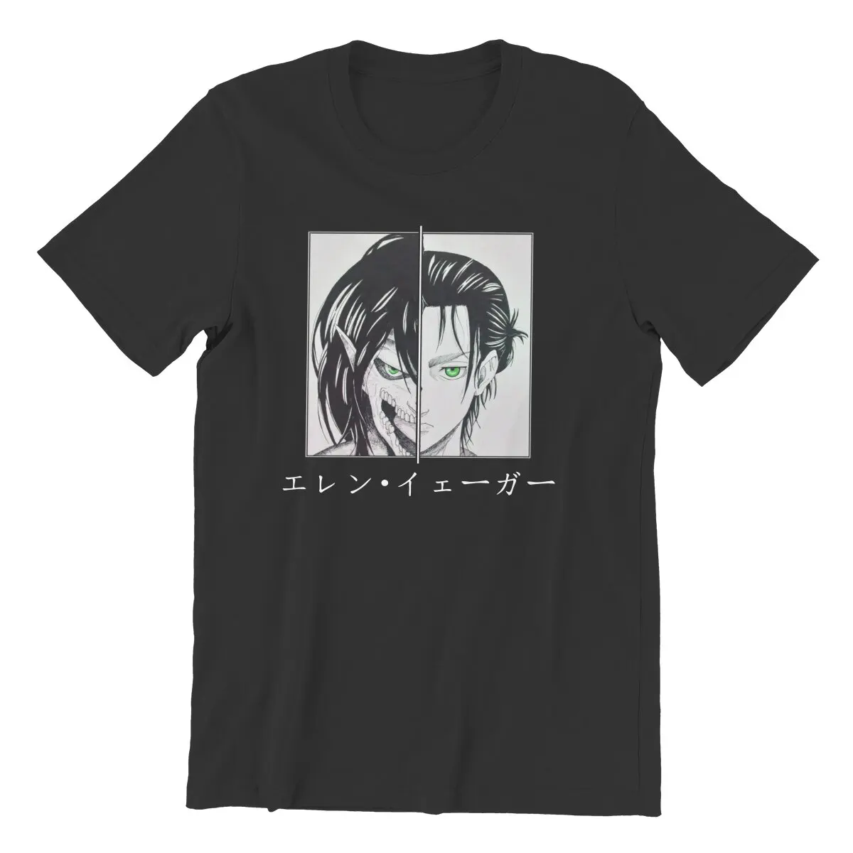 

Attack on Titan Eren Yeager T Shirts Men's Pure Cotton T-Shirt Anime Shingeki No Kyojin Tees Short Sleeve Tops Plus Size