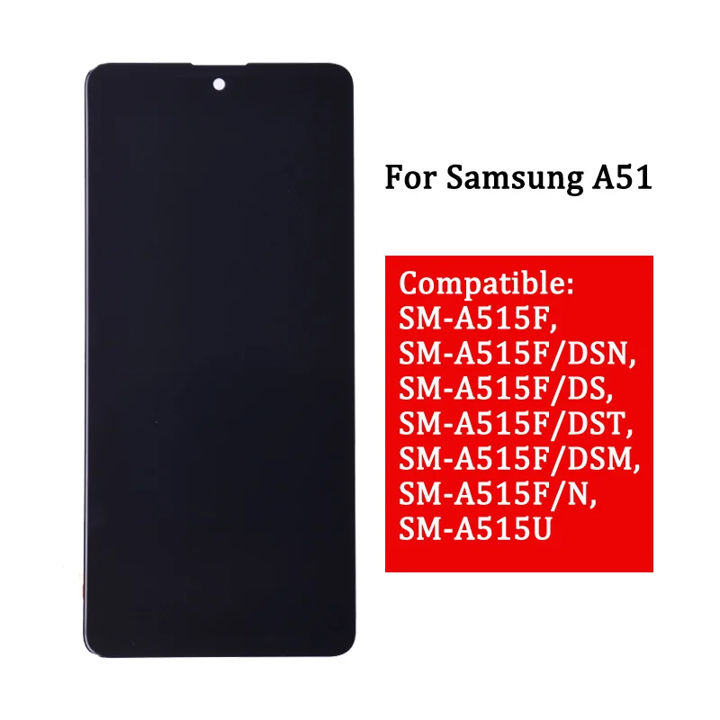 

Дисплей для Samsung Galaxy A51 LCD A515 A515F/DS A515FD A515, ЖК-дисплей, сенсорный экран, сменный дисплей A515F