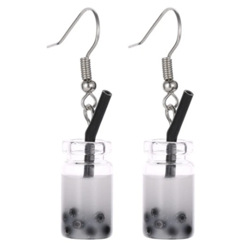 

Забавные серьги с лимоном, ледяным черным чаем, жемчугом, молочным чаем, тайваньские забавные висячие серьги Boba с пузырями чая для женщин