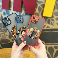cartoon one piece for apple iphone 13 12 11 pro max mini xs max x xr 6 7 8 plus frosted translucent phone case fundas coque capa