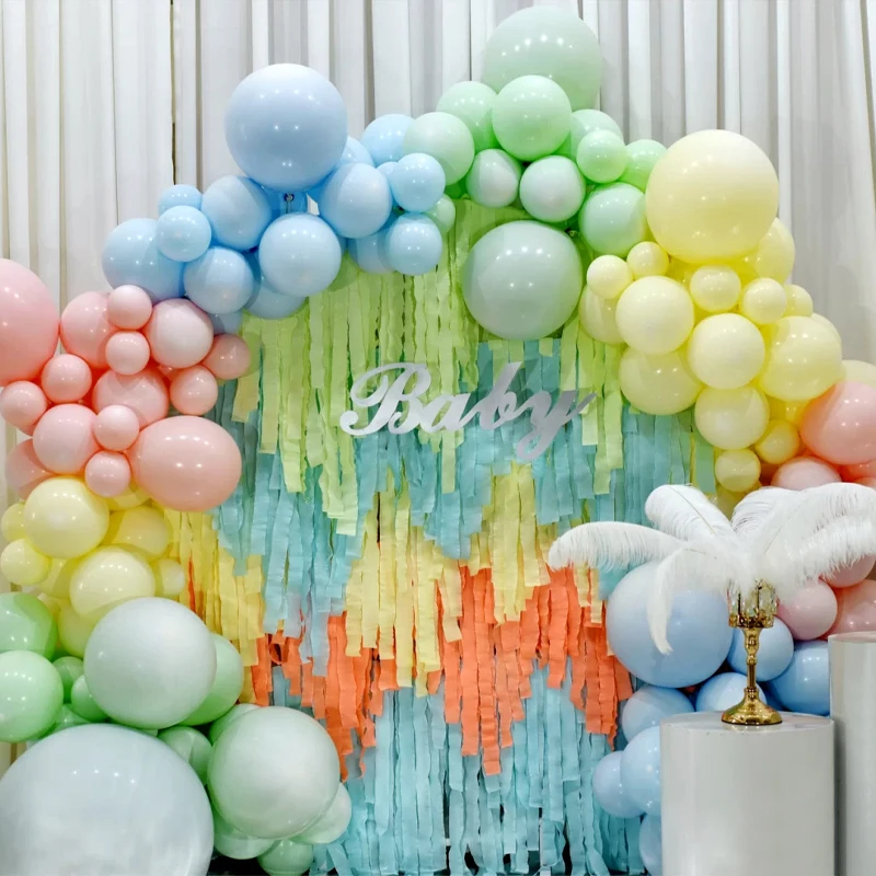 

3pcs/set 75M Colorful Wrinkled Paper Garland Kindergarten Wedding Birthday Party Backdrop Decoration Balloon Paper Ribbon Decor