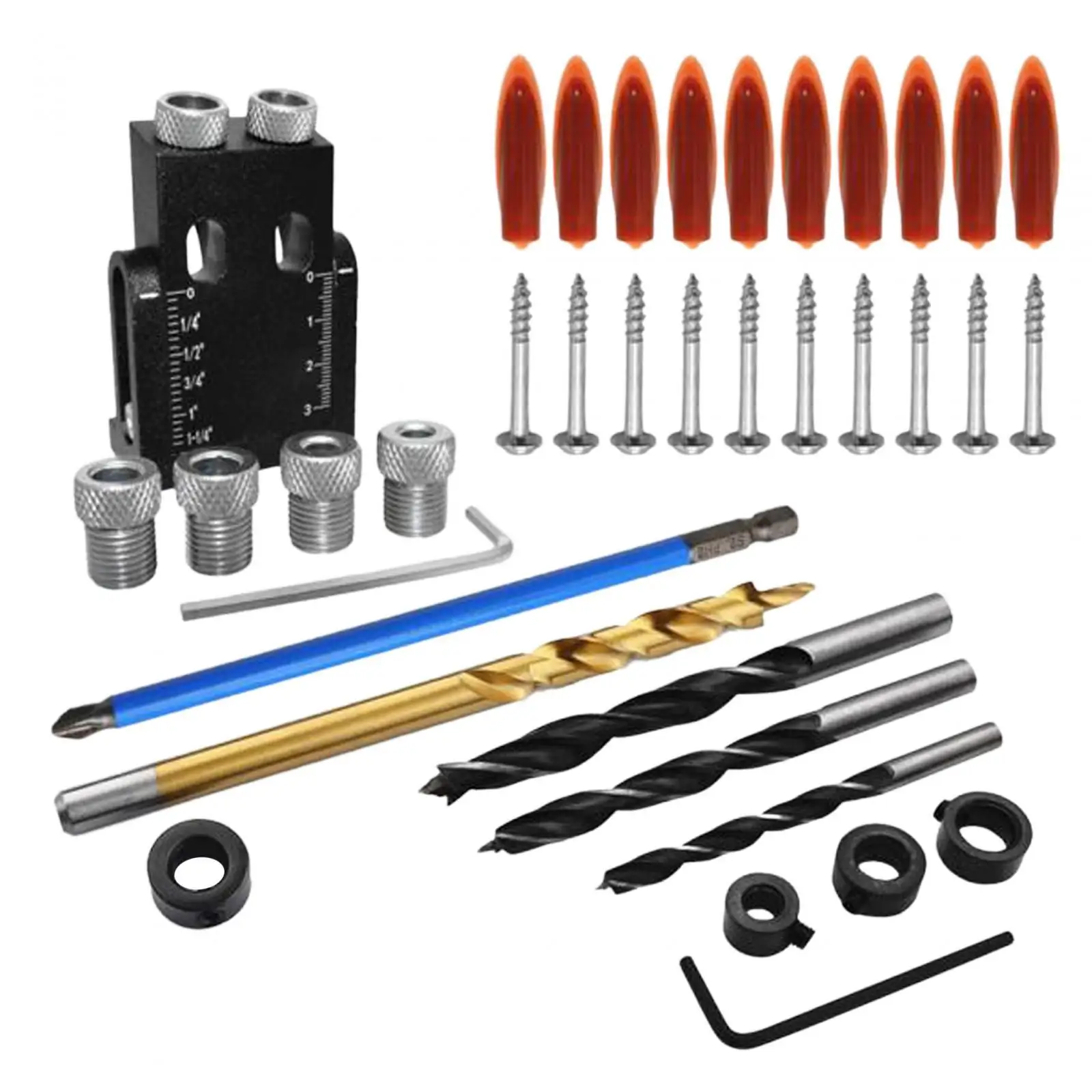 

Jig Drill Bit Kits Pocket Hole Jig Kit Hole Drilling Guide for Metal Handrail Horizontal Cable Wood Post Deck Railing Wood Dowel