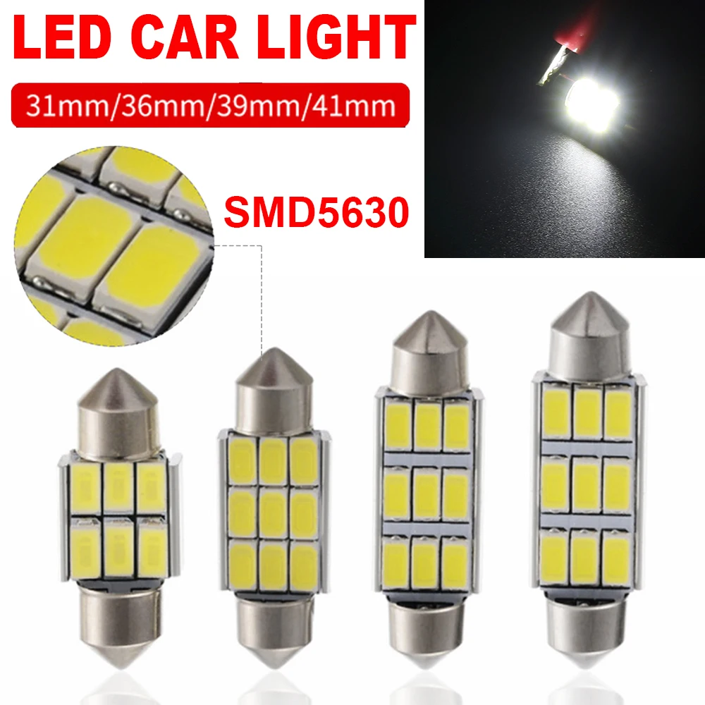 

2 шт., автомобильные лампы C5W 12 В SMD 5630 31 мм 36 мм 39 мм 41 мм