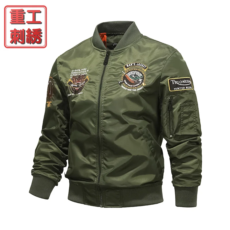 

Spring and Autumn New Air Force MA1 Pilot Jacket Men's Machine Embroidery Baseball Uniform Large Size Jacket Workwear Jacket Fas