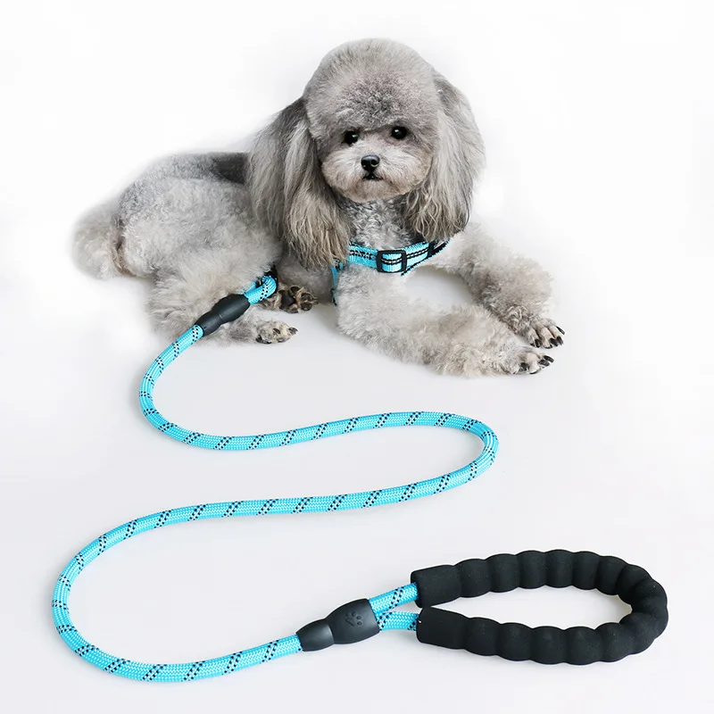 Nylon Reflective Dog Leash Durable Round Rope Outdoor Running Training Strong Traction Rope For Puppy Medium Big Pet 1.5M 7Color