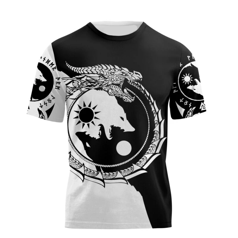 

Men Casual Wolf 3D Print T-Shirts Viking Tattoo Hip-Hop Tshirts Summer Knight Templar Tees Harajuku Wome Unisex Short Sleeve Top