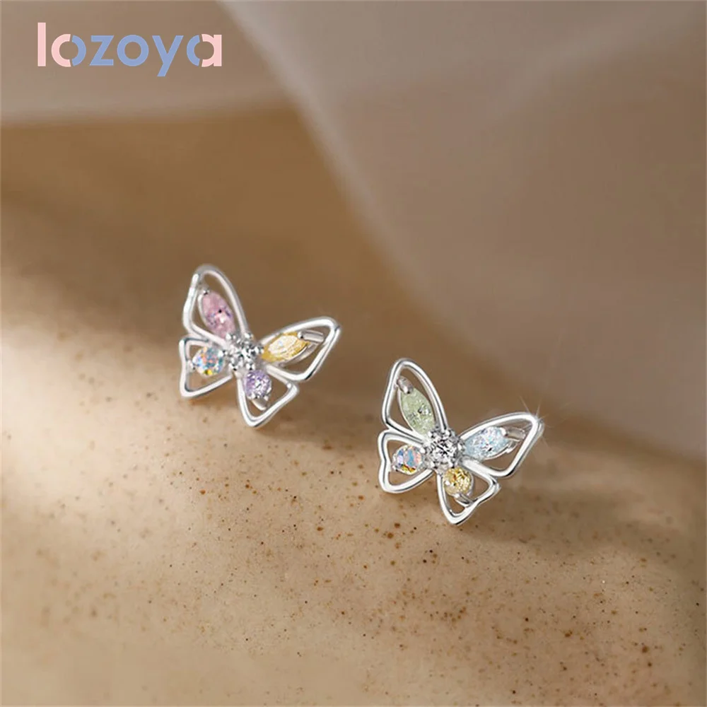 

Серьги-кольца LOZOYA женские из серебра 925 пробы, изящное Ювелирное Украшение для пирсинга, темпераментные французские романтические серьги-г...