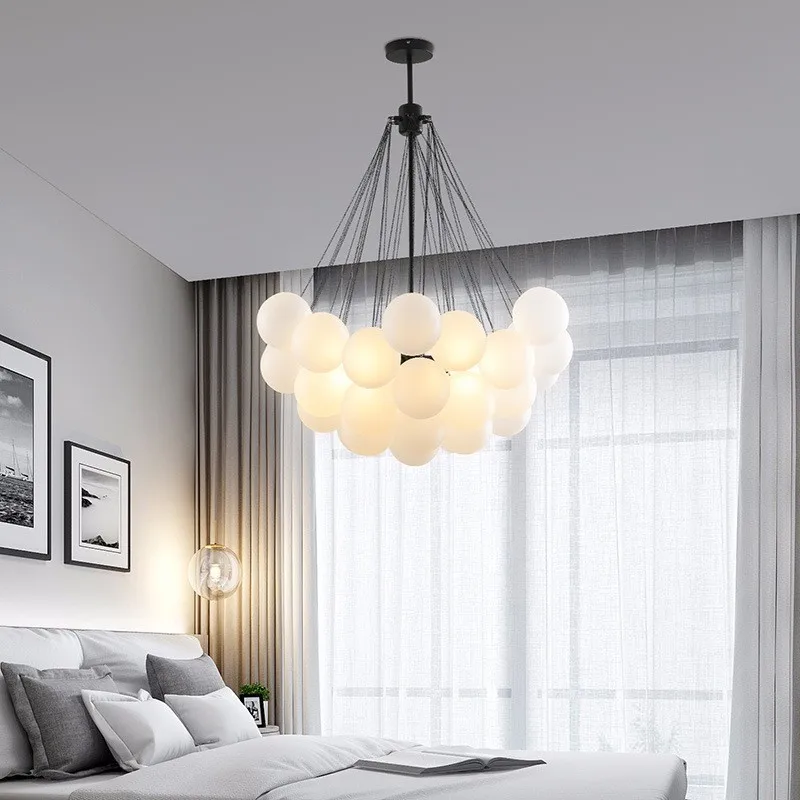 

LED Art Chandelier Pendant Lamp Light Nordic Simple Dining Living E27 Hanging Bedroom Home Bubble Glass Ball Luminaires