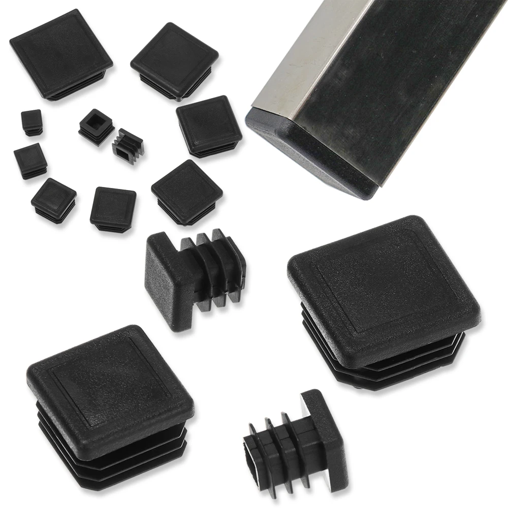 

10pcs Square Plastic Black Blanking End Cap Tube Pipe Insert Plug Bung Tube Pipe Inserts Bung Chair Feet Furniture Leg Plug