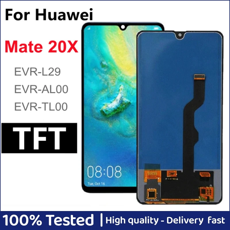 

TFT mate 20x экран для Huawei Mate 20 X ЖК-дисплей с сенсорным экраном дигитайзер в сборе для Mate 20X LCD EVR-L29 TL00