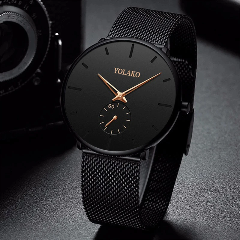 

New Men watch Ultra ThinMinimalist Quartz Casual Stainless Steel Mesh Band Clock Leather Watches Male Simple Wristwatch Fashion