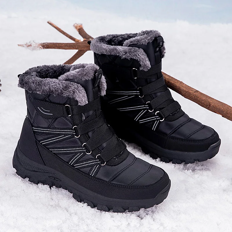 Молодежные зимние популярные термозимние походные кроссовки сохраняющие тепло