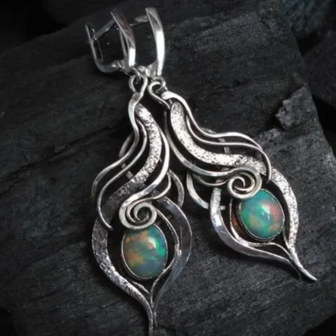 Серебряные винтажные разноцветные серьги NovoPublic