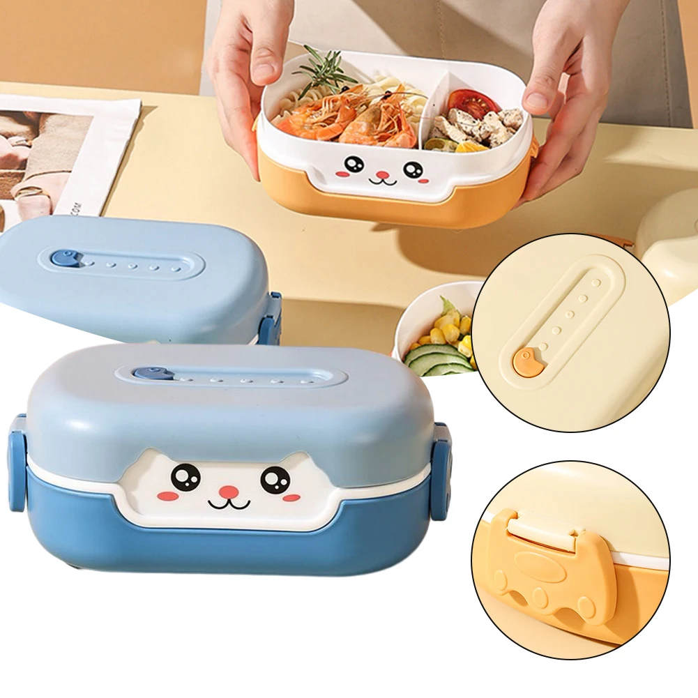 

700ML Cartoon Lunch Box Portable 2-Grid Bento Box Sealed Food Storage Box Children's Bread Food Large Capacity Picnic Box cocina