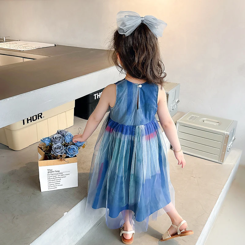 Элегантное синее платье для маленьких девочек на день рождения градиентные