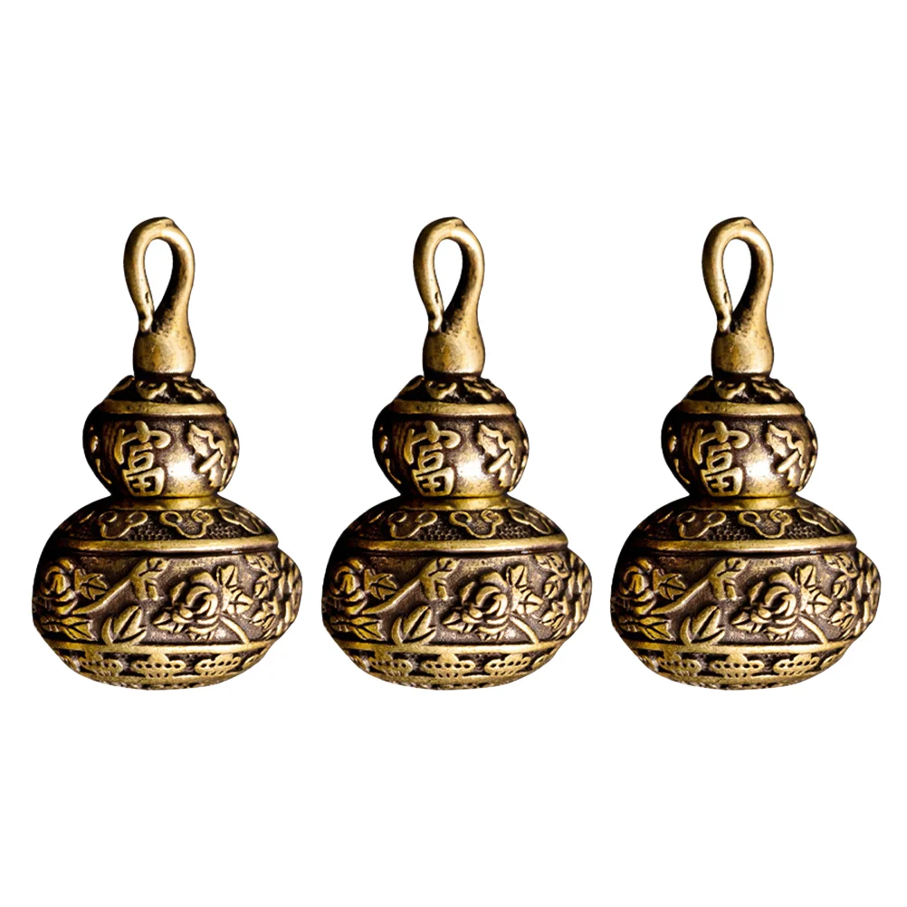 

3 Pcs Key Chain Pendant Keychain Making Adorn Calabash DIY Charms Chinoiserie Decor Gourd Brass Lucky Copper Hanging Ornament