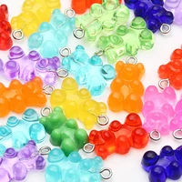11x20mm cartoon resin bear charm beads acrylic loose beads for diy jewelry making kids necklace bracelet colorful pendant 10pcs