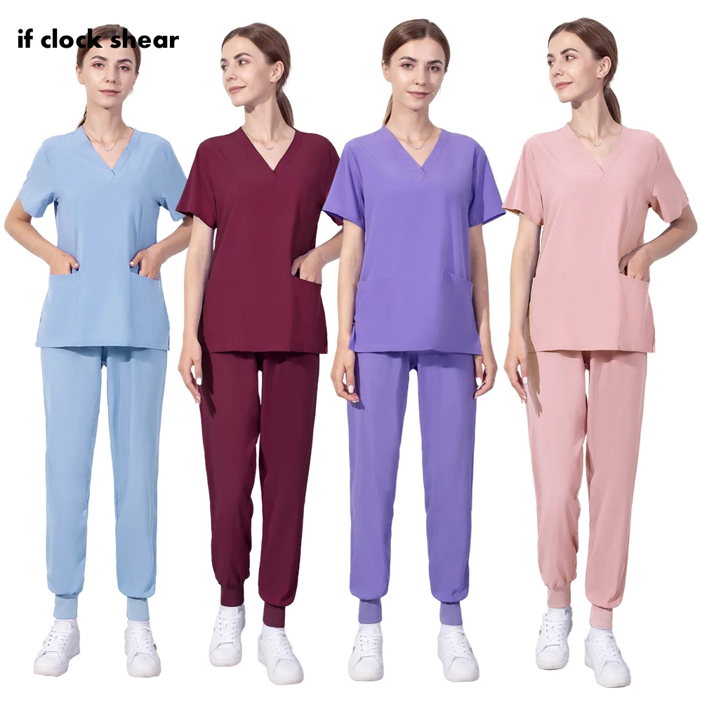 Dentistry Surgical Uniform Pet Grooming Non-sticky Hair Workwear Medical Nurse Uniforms Women Scrubs Sets Thin and Light Clothes