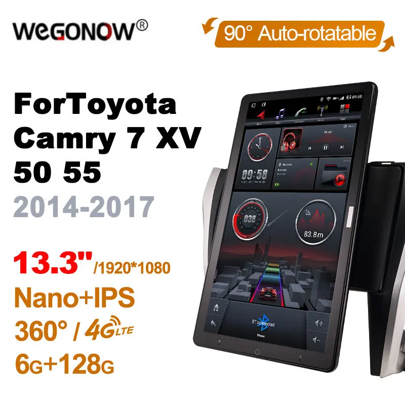 

Ownice Android 2014 для Toyota Camry 7 XV 50 55 2017-13,3 автомобильное радио Видео Аудио 360 дюймов IPS поворотный 128 6G Тесла стиль