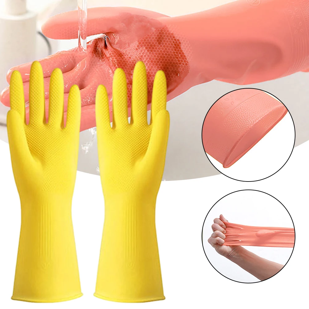 

2 pair kitchen dish washing gloves household dishwashing gloves rubber gloves for washing clothes cleaning gloves for dishes