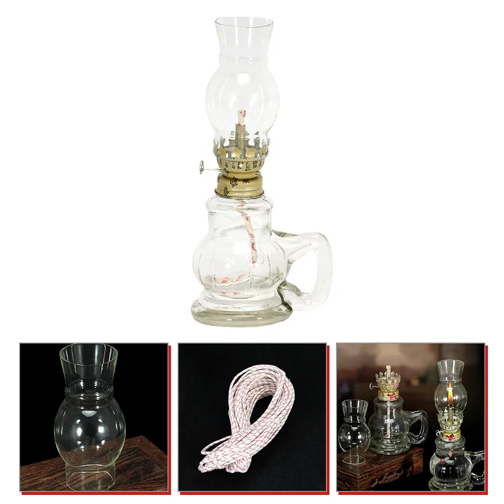 

Kerosene Lamp Home Oil Household Desktop Lotus Flower Decor Wedding Party Light Glass