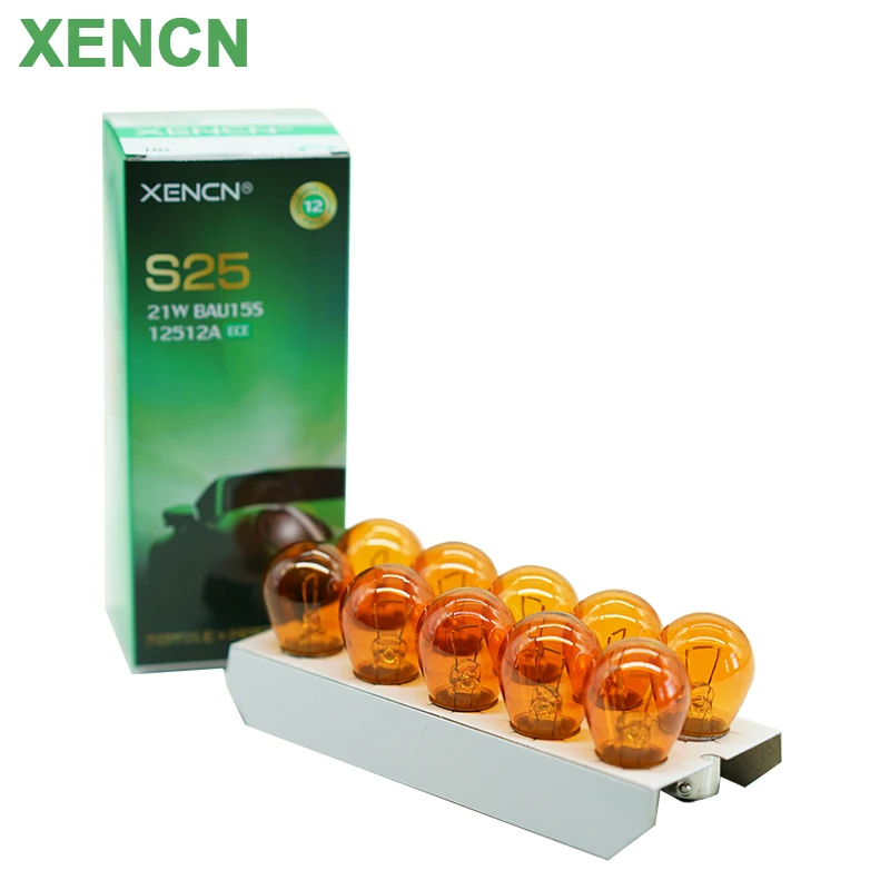 Миниатюрная автомобильная лампа XENCN S25 BAU15s, 12 В, 21 Вт, PY21W, желтая лампа указателя поворота, Тормозная лампа, фонарь для BMW, Audi A5, golf 6
