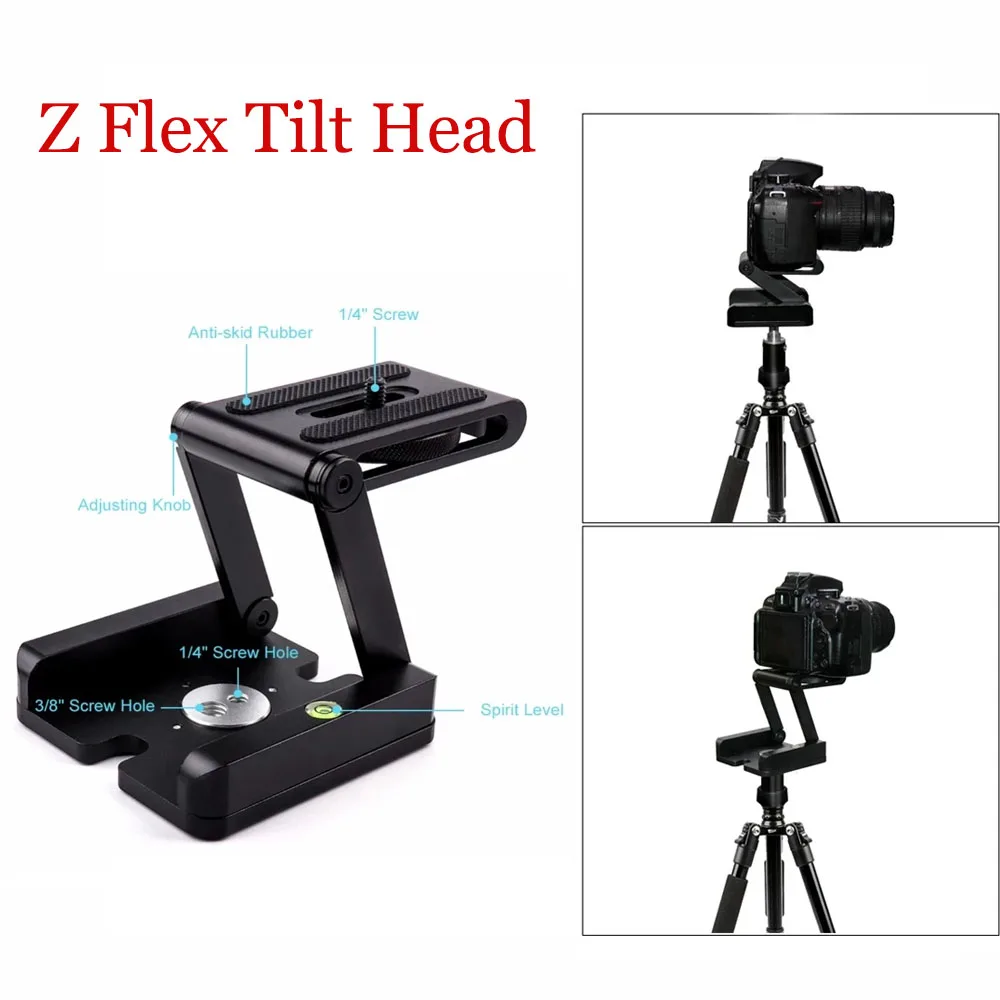 

Z Flex Tilt Head DSLR Folding Bracket Camera Stand Holder Quick Release Tripod Plate & Level For IPhone 14 Pro Max Accessories
