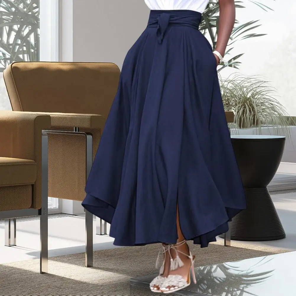 

Fabulous Lady Skirt Breathable Tight Waist Autumn Skirt Irregular Big Hem Autumn Skirt