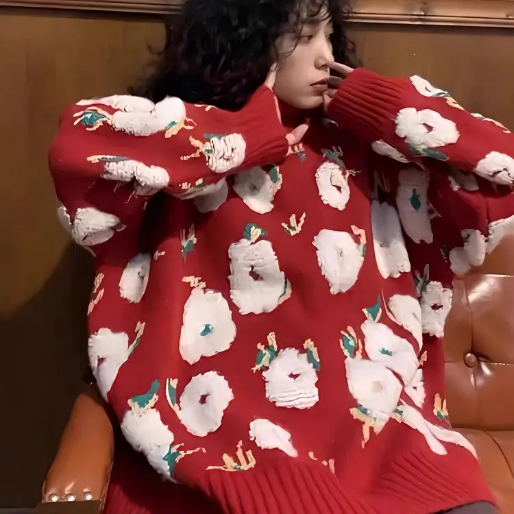 Осень/зима 2023 четыре сезона зеленый простой корейский свитер с высоким