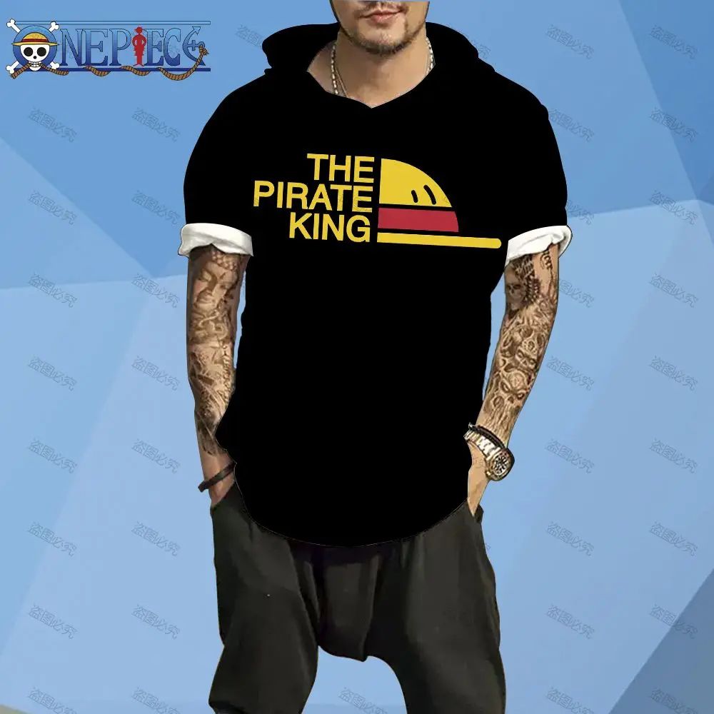 

High Quality Men's Hooded T-Shirt Essentials One Piece 3XL Streetwear Y2k Trend Short Sleeve Fashion T-shirts Male Oversized New