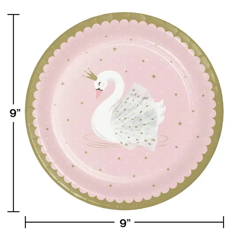

Swan Round Paper Plates 24 Count for 24 Guests