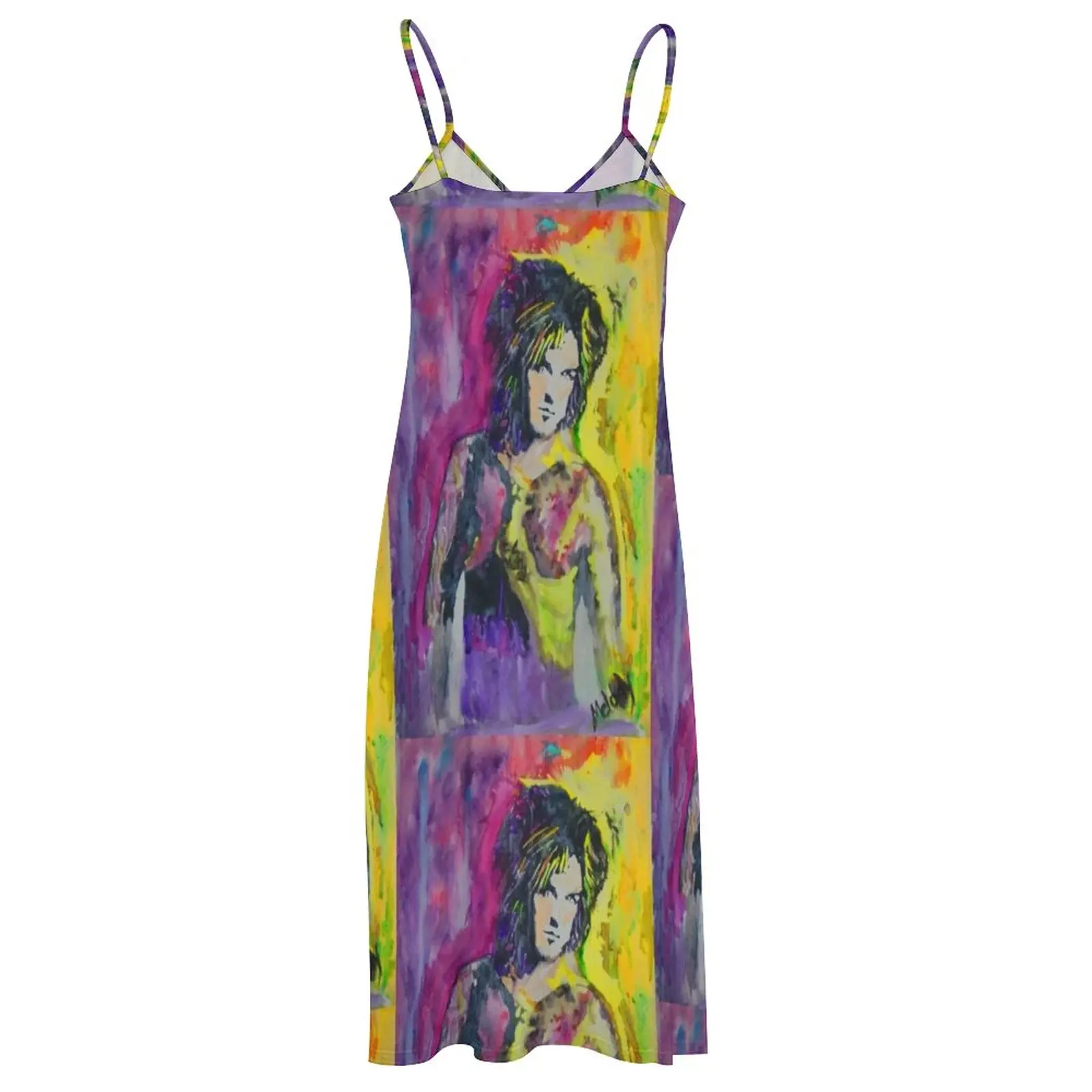 Платье женское летнее акварельное без рукавов