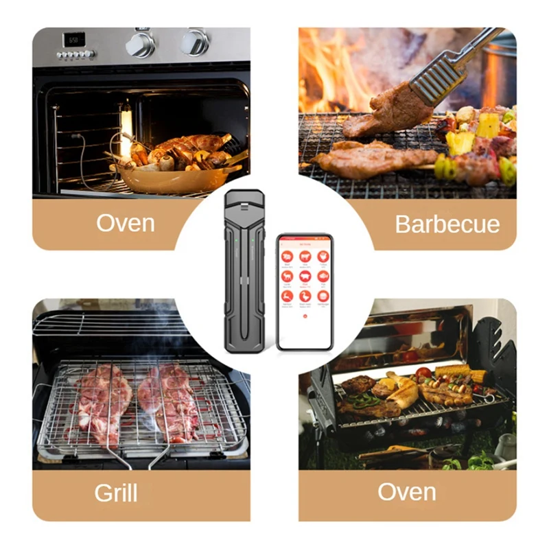 Беспроводной термометр для мяса цифровой с беспроводным зондом 800 футов